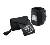 GORILLA SPORTS® Sangle Tirage - 45x8 cm, Coton, Nylon, Fermeture Velcro Solide, Stabilité Réglable, Choix de Couleur - Hand Grip, Sangle de Levage, Bande Poignet, Wrist Wraps, Sport Maison (Noir)