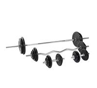 Gorilla Sports Set d'haltères Complet 108 Kg, Fonte revêtement Caoutchouc + Barres