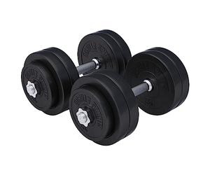 GORILLA SPORTS® Set d'Haltères Courts - 20kg/30kg, Ensemble Disques Poids avec 2 Barres Ø 30mm, Poignée Antidérapant, Fermeture Étoile, Revêtement Plastique - Kit Haltère Courte, Musculation, Fitness