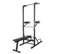 GORILLA SPORTS® Station multifonction avec banc pliable, traction et dips
