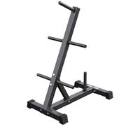 GORILLA SPORTS® Support pour Poids Ø30 mm, 6 Barres, Charge Max 200 kg | Rack de rangement pour disques d'haltères, supports Ø28 mm, patins antidérapants, acier, noir/blanc, set 77,5 kg