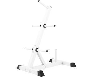 Gorilla Sports® Support pour Poids - 6 Barres, pour Disques Ø 30 mm, Charge Jusqu'à 200 kg, Acier, Noir/Blanc - Rack de Rangement Poids, Stockage d'Haltères, Professionnel, Arbre, Musculation, Gym