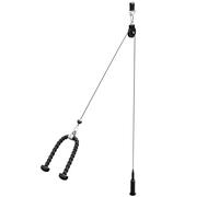 GORILLA SPORTS® Système de poulie avec câble acier 2 m, jusqu’à 150 kg | Avec roue, corde triceps, support pour disques olympiques et mousquetons pour un entraînement compact à domicile