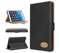 Gorilla Tech Étui de protection en cuir véritable pour Apple iPad Air 2 avec support de visionnage Air 2ème génération Modèle A1566 A1567 Noir