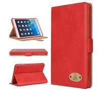 Gorilla Tech Étui portefeuille à rabat en cuir pour iPad - Étui de protection avec fonction support - Rouge - iPad 9,7" (2018) 6ème génération