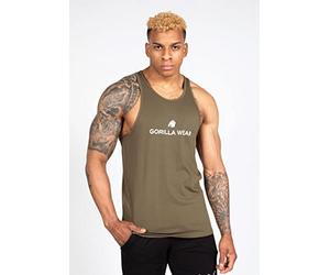 Gorilla Wear - Débardeur Stretch Carter - Vert - Bodybuilding Sport Quotidien - Loisirs - avec Logo imprimé - Léger et Confortable pour Un Mouvement Optimal - en Coton et élasthanne