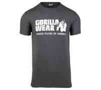 Gorilla Wear T-shirt classique - classique avec logo pour le sport, l'entraînement, l'entraînement, la coupe normale, coton culturisme, gris foncé, M