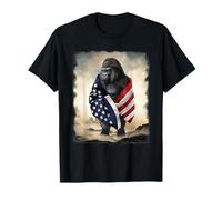 Gorilla Wrap dans le drapeau des États-Unis debout sur une montagne T-Shirt