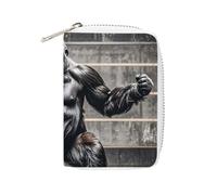Gorillas in Étui pour cartes de crédit en cuir avec 20 emplacements pour cartes de crédit et fermeture éclair pour homme et femme