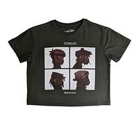 Rock Off officially licensed products Gorillaz Crop Top T Shirt Demon Days Band Logo Nouveau Officiel Femme Vert Size S