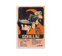 Gorillaz Poster Groupe Musique Vintage Couverture pour Chambre, Art Mural Esthétique en Toile, Décoration de Chambre à Coucher Poster 12x18pouces(30x45cm)