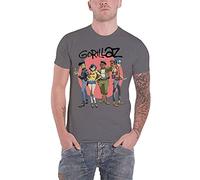 Gorillaz T Shirt Group Circle Rise Band Logo Nouveau Officiel Homme Charcoal Size XL