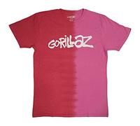 Gorillaz T Shirt Two Tone Brush Band Logo Nouveau Officiel Unisex Dye Wash Rouge Size XXL
