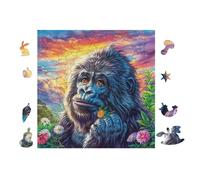 Gorille 100 Pièces Puzzle pour Ado en Voitureton Anti-Déchirure Facile Débutant Jeu De Société Soirée Entre Amis Cadeau Anniversaire Petit Prix 28x28cm