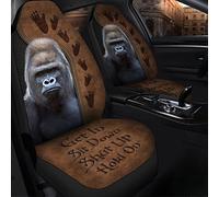 Gorille avec des Empreintes De Gorille Entrer Assieds-Toi Tais-Toi 2 Pièces Housse De Sieges Auto Durable Siège Avant Housses Respirantes Housses De Siège De Voiture Avant Universel