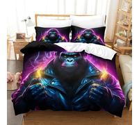 Gorille avec Éclairs-Style d'art Cyberpunk Housse De Couette Parure De Lit 3D Microfibre Ensemble De Literie pour Enfant Garçon Fille Super King（260x220cm）