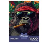 Gorille avec Lunettes de Soleil 1000 Pièces Coffret Puzzle Puzzle Premium Carton Solide - DIY Familial Trop Amusant, Belle Déco, Cadeau D’Anniversaire pour Adultes Et Enfants 38x26cm/1000pcs