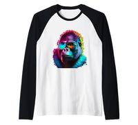 Gorille colorée Portant des Lunettes Graphique Manche Raglan