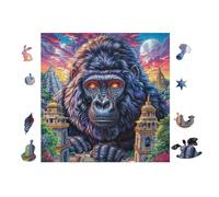 Gorille dans la forêt au Clair de Lune 100 Pièces Puzzle Collectionneur en Voitureton Haute Qualité Haute Difficulté Décoration Murale Oeuvre d'art Cadeau Noël Premium 28x28cm
