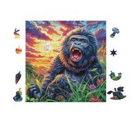 Gorille dans la forêt Fleurie 100 Pièces Puzzle Adolescent en Voitureton Anti-Déchirure Difficulté Moyenne Activité ÉduChative Passe-Temps Petit Prix Pas Cher Premium 28x28cm