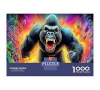 Gorille dans Un décor Fantastique coloré 1000 Pièces Puzzle Premium Art Animalier Coffret Puzzle Carton Premium - Seniors, Concentration, Cadeau Maison Neuve Et Pause Bureau 52x38cm/1000pcs