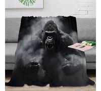 Gorille Literie Impression 3D Animal Sauvage Couverture Canapé Super Douce Et Douillette Peluche en Microfibre Cadeau pour Garçons Et Filles pour Enfant Camping 60x80inch(150x200cm)