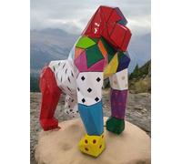 Gorille polygonal dans une optique de surface colorée 130cm de haut Figurine de décoration/publicitaire - GFK - grandeur nature - pour l'extérieur