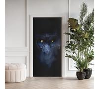 Gorille Poster de Porte 3D Trompe L'oeil, Animal Minimaliste Auto-Adhésif Sticker Porte pour Chambre Cuisine, Faune Stickers Autocollants de Porte 73x205 cm