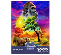 Gorille Puzzle 1000 Pièces Jouet Divertissement Créatif De l'art De La Décoration Jeu Éduchatif Challenge Toy Adultes & Enfants des 14 Ans 52x38cm/1000pcs