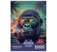 Gorille Puzzle 1000 Pièces Plantes Tropicales Puzzles Jeu D'Intelligence Décoration Murale De La Maison en Carton 100% Recyclé Cadeaux pour Femmes, Hommes 52x38cm/1000pcs