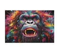 Gorille Puzzles Adultes 1000 Pièces en Bois, Jouet De Puzzle De Défi De Cerveau pour des Enfants, D’Intelligence （75×50cm）