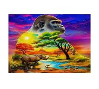 Gorille Rhinocéros Arbre 1000 Pièces Mini Puzzle pour Adultes Décoration