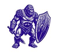 gorille samouraï en colère Stickers gravés 42x42.3cm Décoration artistique Bleu foncé