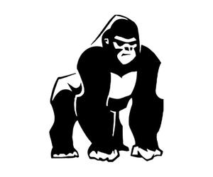 Gorille, singe, primate, orang-outan, animal d'Afrique Stickers muraux 34x43.9cm Modification et ajout d'informations possibles Noir