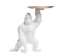 Gorille Statue King Kong avec Plateau en Acier Inoxydable - Décoration De Table, Mode, Maison, Multifonction, Rangement De Bureau - Blanc