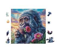 Gorille with Flowers 100 Pieces Casse-tête Personne Âgée en Voitureton Rigide sans Déformation Facile Débutant Thérapie Occupationnelle Anti-Stress Petit Prix 28x28cm