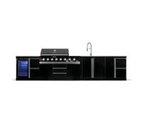 GORILLER® BLACKBACK L2 Cuisine d'extérieur, Barbecue à gaz XXL avec réfrigérateur, évier, plan de travail supplémentaire et espace