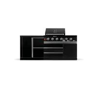 GORILLER® BLACKBACK S10 Cuisine d'extérieur, Barbecue à gaz avec plan de travail supplémentaire et espace de rangement, Acier inoxydable, Noir