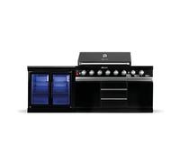 GORILLER® BLACKBACK S2 cuisine extérieure, grill à gaz XXL avec double réfrigérateur, acier inoxydable, noir