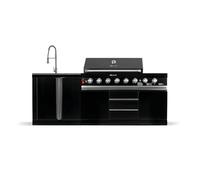 GORILLER® BLACKBACK S3 Cuisine d'extérieur, Barbecue à gaz XXL avec évier, Acier inoxydable, Noir