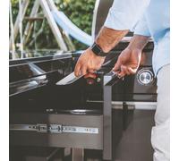 GORILLER® SILVERBACK M1 cuisine extérieure, grill à gaz avec double réfrigérateur et évier, acier inoxydable, argenté