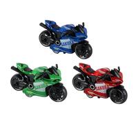 Gorise Jouet de moto à tirer, mini moto électrique, modèle de moto, jouet pour enfants, coffret cadeau rouge, bleu et vert