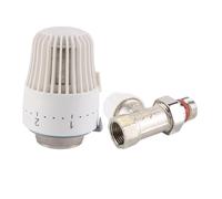 Gorise Tête de vanne thermostatique, kit de thermostat complet, vannes de chauffage en laiton en forme de canal, vanne de radiateur blanche canal 1/2