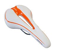 GORIX Selle de vélo Coussin Confortable avec Rail Vélo de Route de Montagne pour Homme et Femme (GX-C19) (Blanc × Orange)