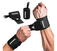 GORNATION Protège-Poignets, Bande Poignet Musculation, Power Wrist Wraps pour Musculation, Crossfitness, Gym, Street Workout et Sports de Force, Bandes de Poignet - 1 Paire, Noir