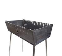 GOROCH Mangal Barbecue au charbon de bois - Barbecue pliable en acier de 2 mm pour 10 brochettes - Barbecue à charbon portable d'extérieur pour camping, jardin, pique-nique et voyage