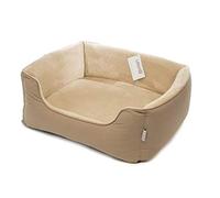 Gorpets Ultima Lit pour Chien avec Supports - Housse de lit Amovible et Lavable - Lit apaisant en Lin pour Chien - Taille M (60 x 50 x 54 cm) - Beige