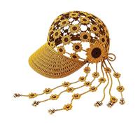Gorra de Béisbol de - Tejida de Punto | Sombrero de Sol con Borlas | Diseño Calado Transpirable, Flores 3D con Borlas de Pétalos, Estilo Bohemio de Verano, para Playa y Actividades al Aire Libre