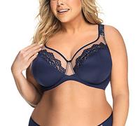 Gorsenia Femmes Soutien-Gorge Non-Rembourré Brodé K441 Luisse, Bleu Marine,100D