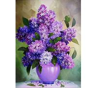 Gorshine 5D DIY Diamond Painting Complet Lavande, Broderie Diamant Kit Complet Vase Strass Point De Croix Art Plastique Arts Décoration Murale Pour Maison(12x16in)